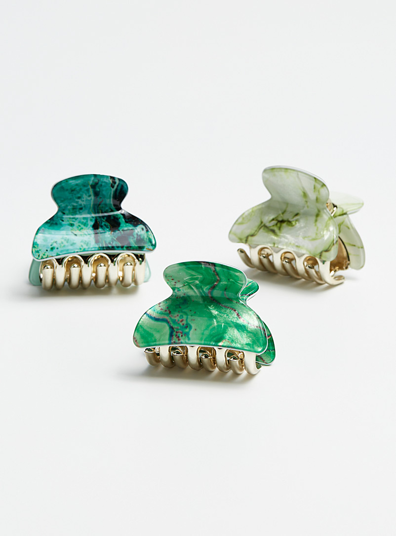 Simons: Les petites pinces effet marbre Ensemble de 3 Vert à motifs pour femme