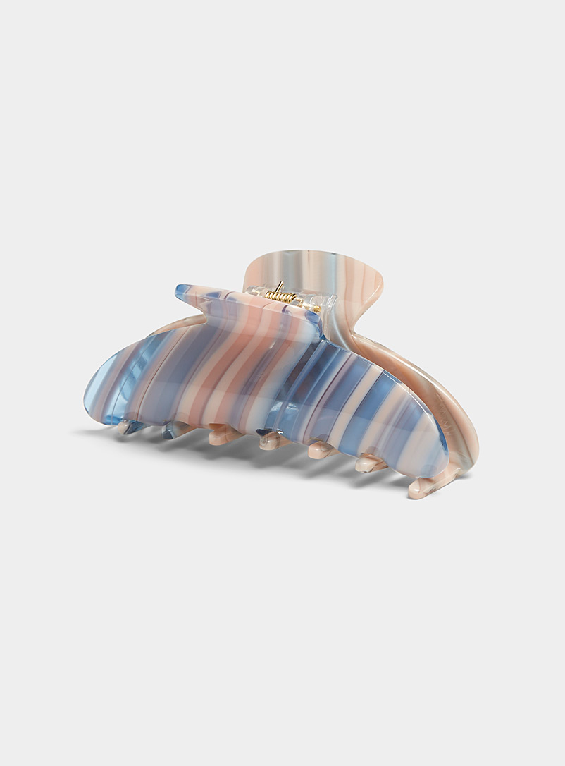 Simons Patterned Blue Striped half-moon clip for women