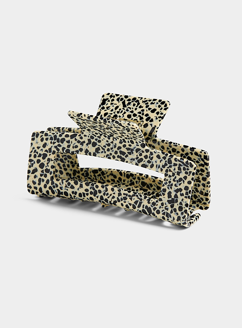Simons Black and White Large leopard clip for women