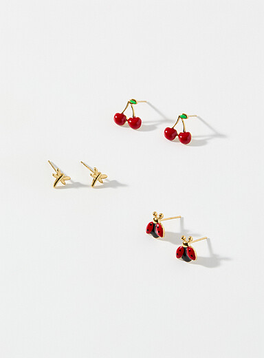 Whimsical garden earring trio Set of 3