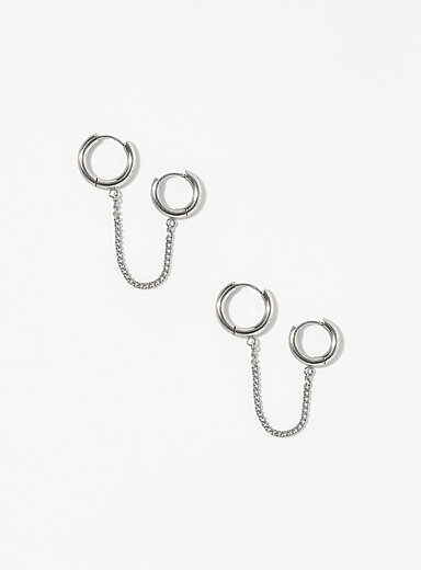 Double piercing hoops with chain