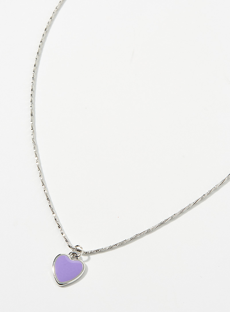 Simons Silver Enamel heart necklace for women