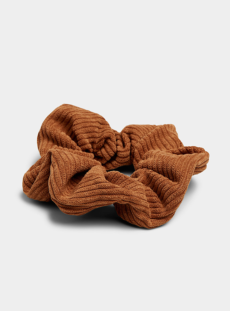 Simons Fawn Solid corduroy scrunchie for women