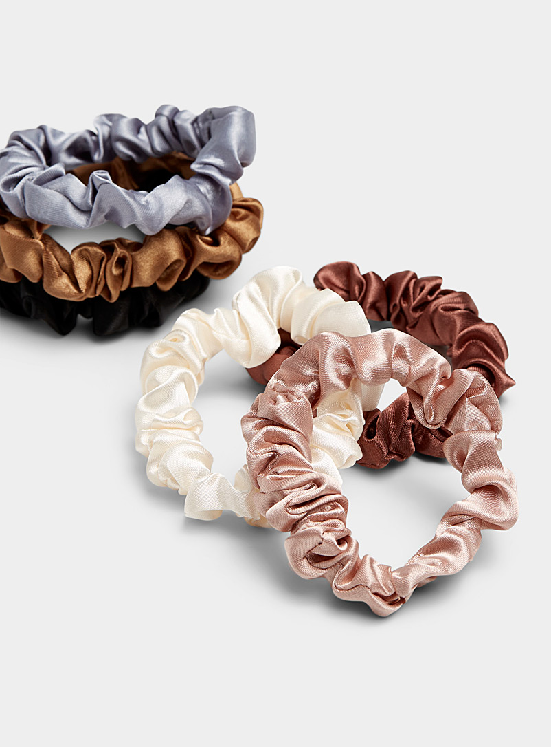 Simons Assorted Neutral satiny scrunchies Set of 6 for women