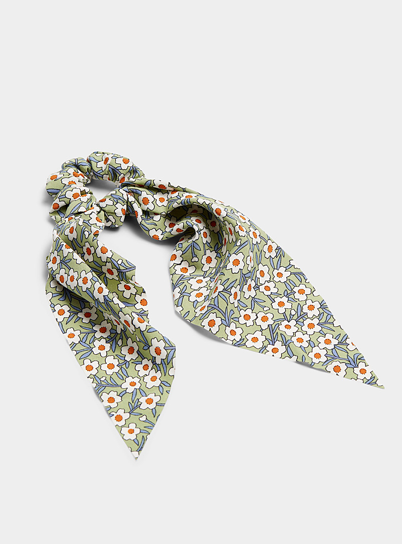 Simons Patterned Green Floral scarf scrunchie for women
