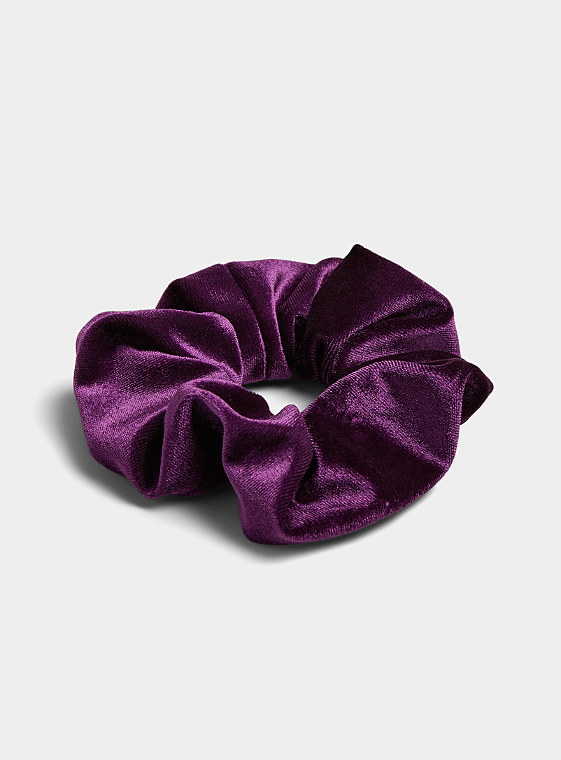 Simons Dark Crimson Colourful velvety scrunchie for women