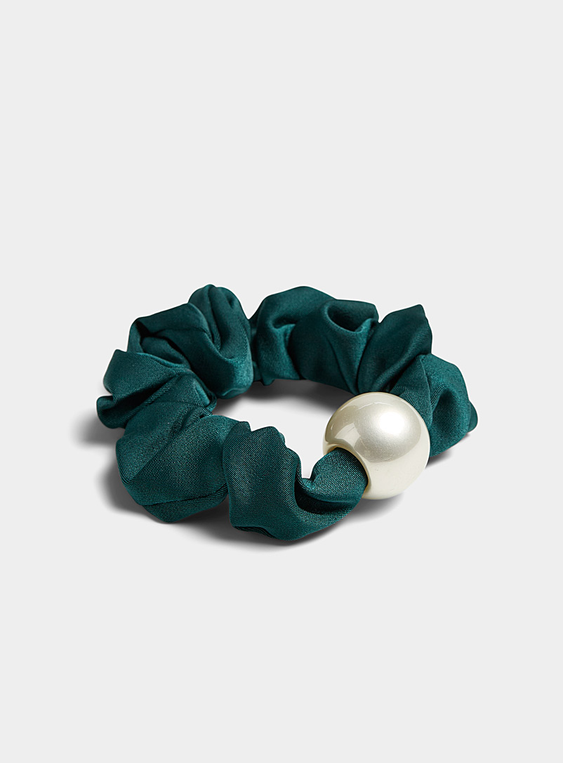 Simons Mossy Green Oversized pearl scrunchie for women