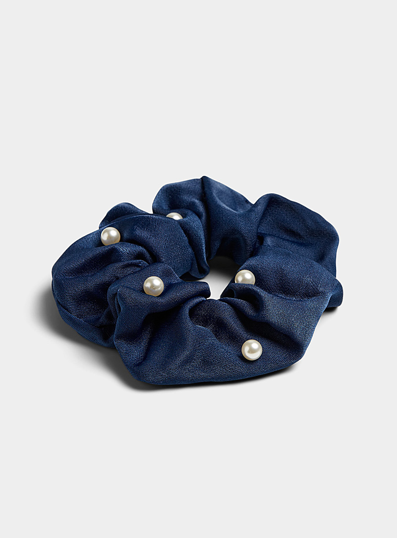 Simons Blue Pearly-bead scrunchie for women