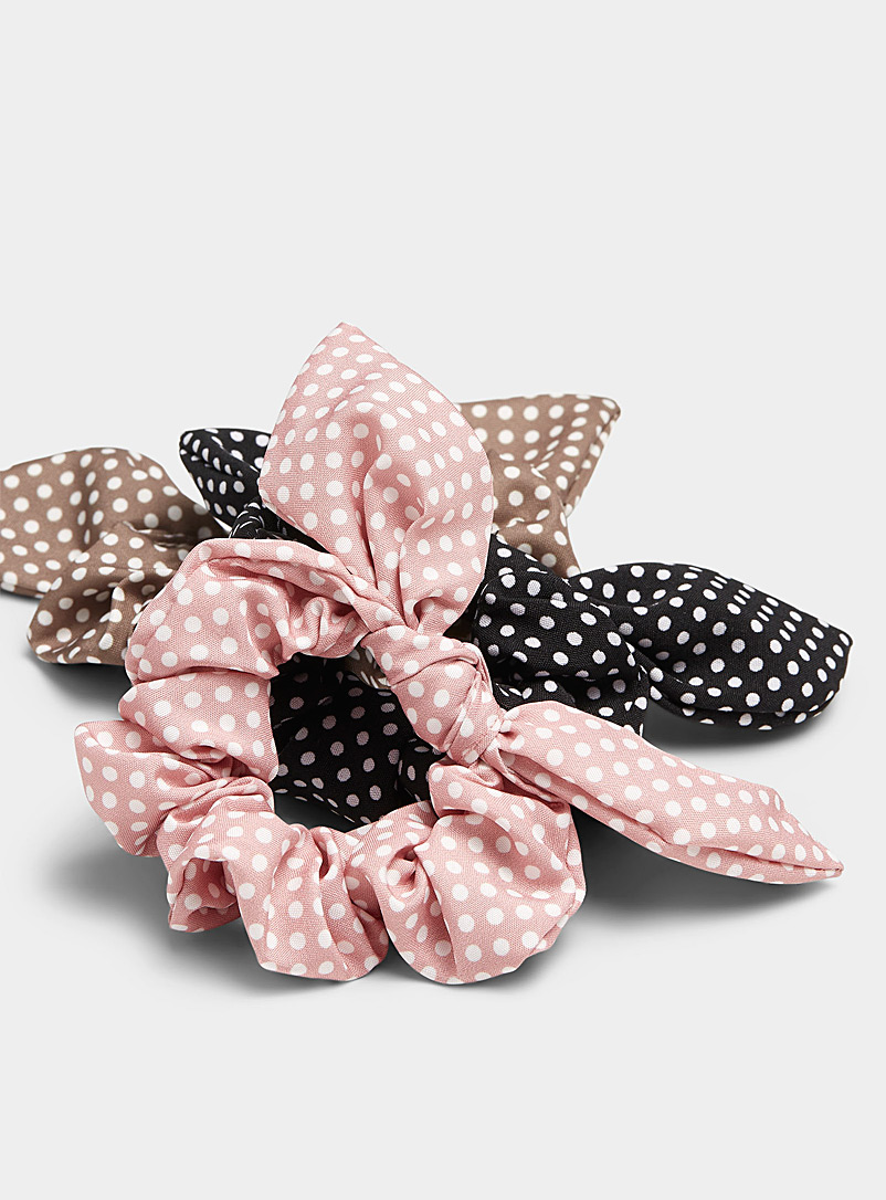 Simons Assorted Polka dot bow scrunchies Set of 3 for women