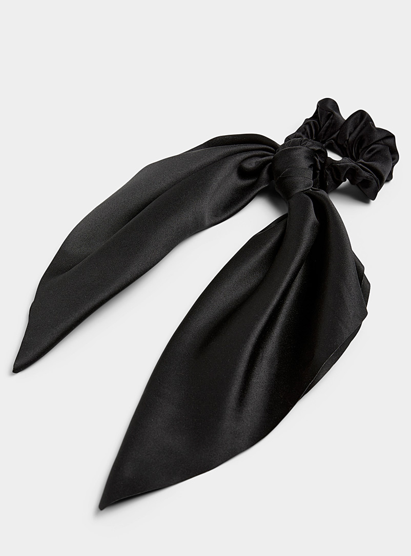 Simons Black Silky scarf scrunchie for women