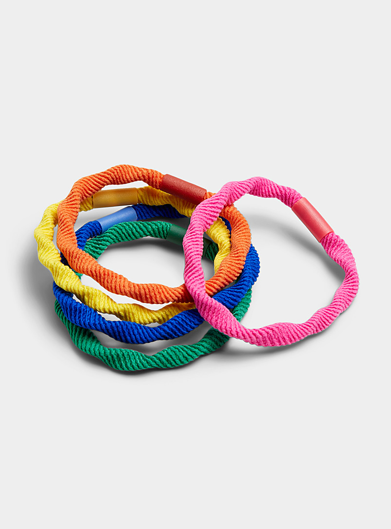 Simons Assorted Pop-colour twisted elastics Set of 5 for women