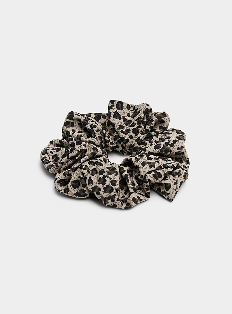 Simons Patterned Black Animal print scrunchie for women
