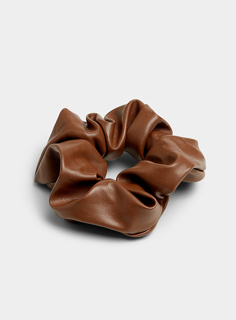 Simons Brown Faux-leather scrunchie for women