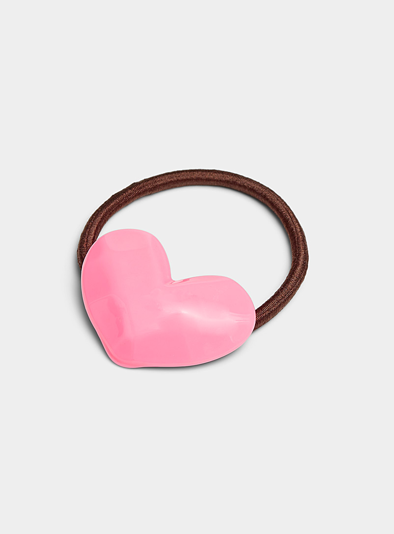 Simons Pink Large faceted heart elastic for women
