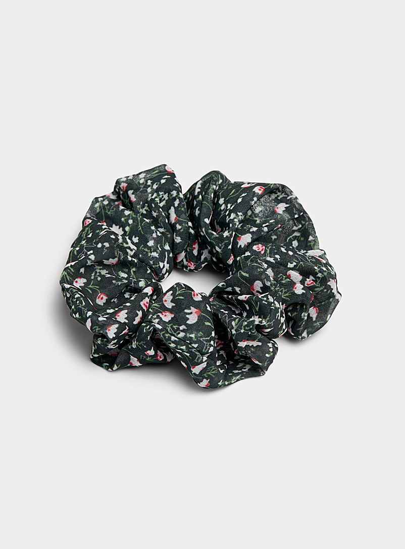Simons Patterned Black Floral scrunchie for women