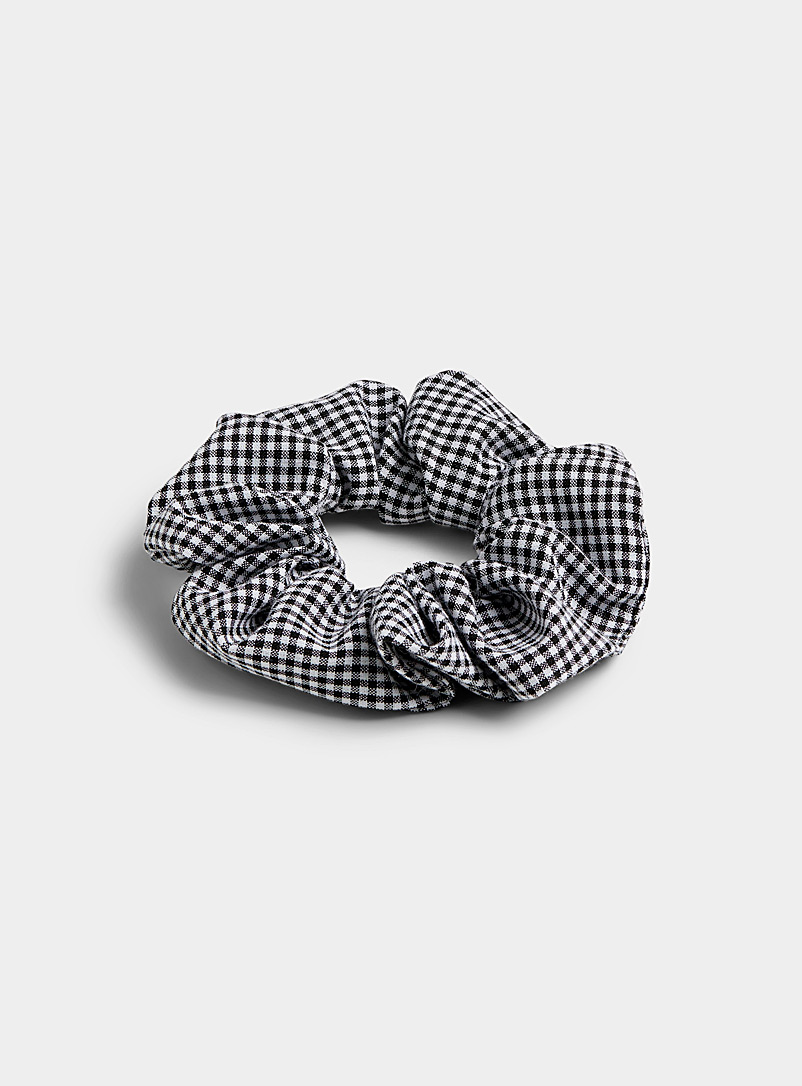 Simons Black and White Gingham scrunchie for women