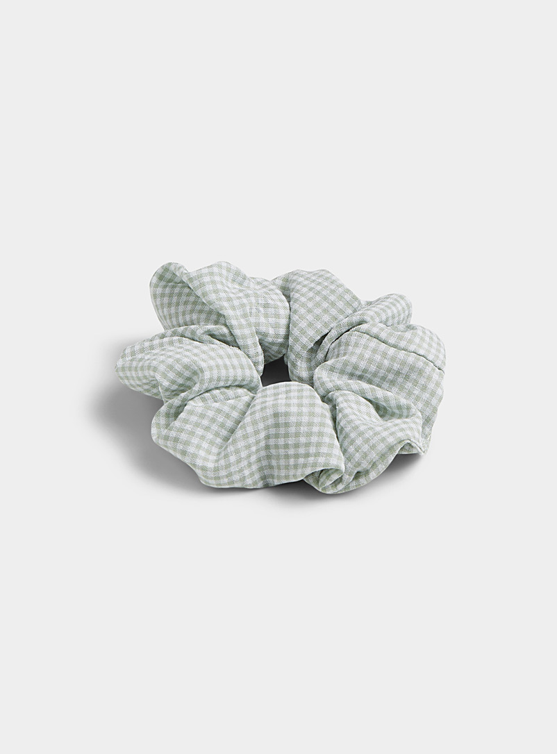 Simons Patterned Green Gingham scrunchie for women