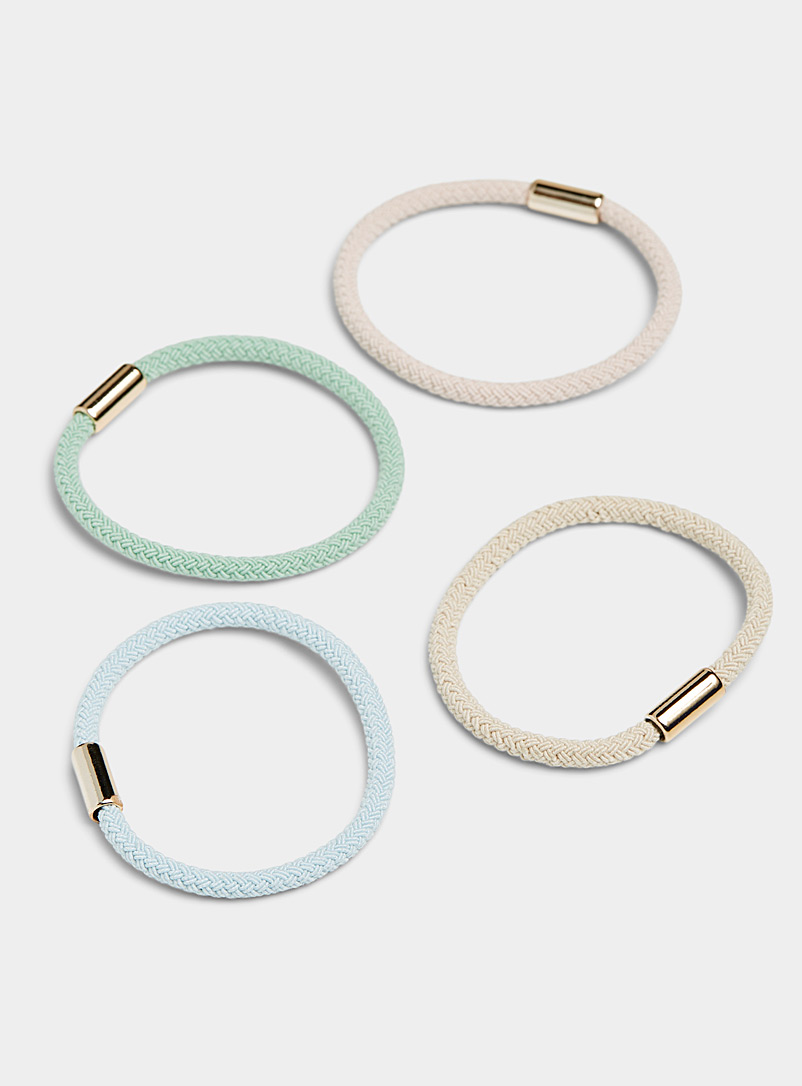 Simons Pastel colours Pastel braided elastics Set of 4 for women