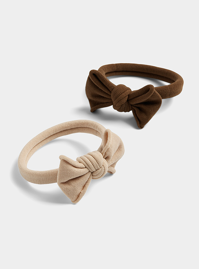 Simons Patterned Brown Mini-bow elastics Set of 2 for women