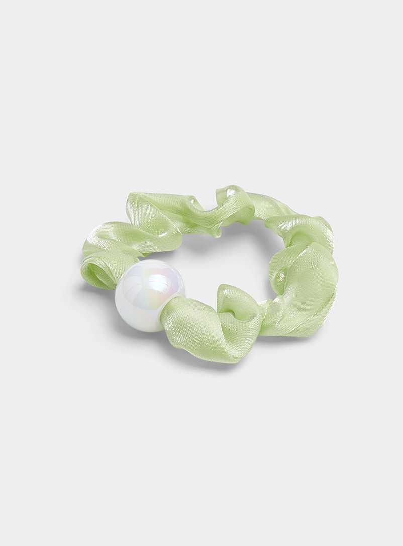 Simons Mint/Pistachio Green Oversized pearl organza scrunchie for women