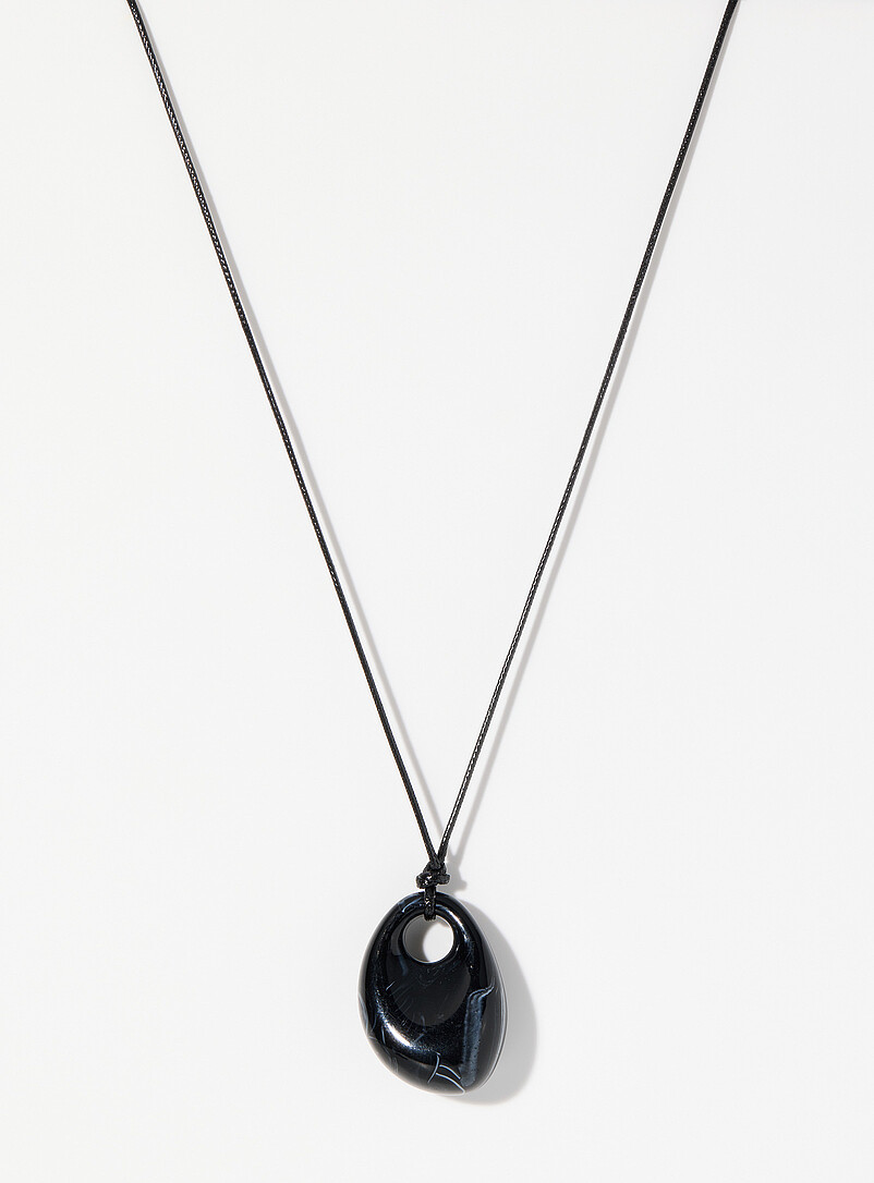 Simons Off White Oval pendant wrap cord choker for women