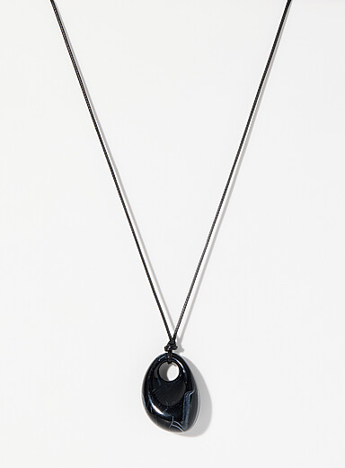 Le tour de cou corde &agrave; enrouler pendentif ovale
