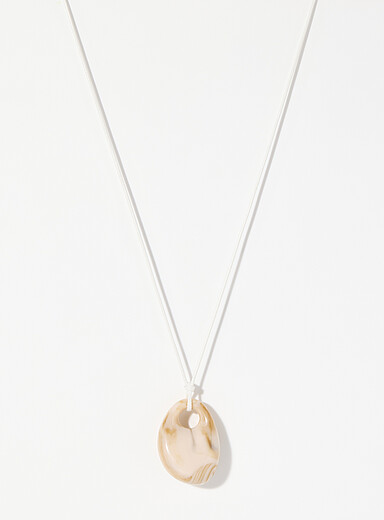 Le tour de cou corde &agrave; enrouler pendentif ovale