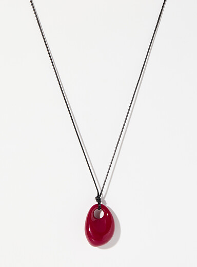 Le tour de cou corde &agrave; enrouler pendentif ovale