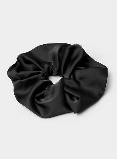 Simons: Le grand chouchou satin color&eacute; Noir pour femme