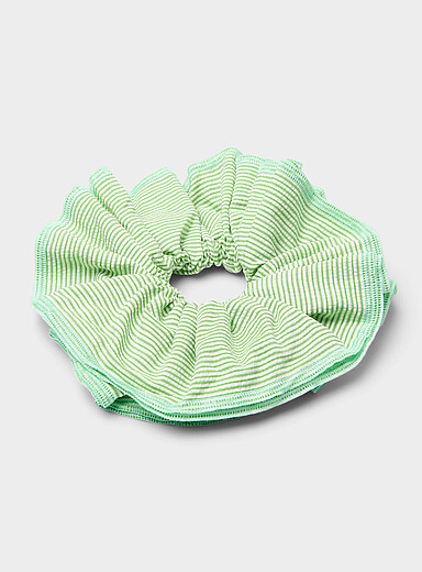Large vacation stripe ruffled scrunchie