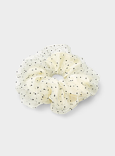 Large contrast-dot organza-lining scrunchie