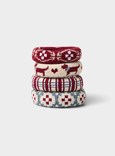 Patterned knitted elastics Set of 4