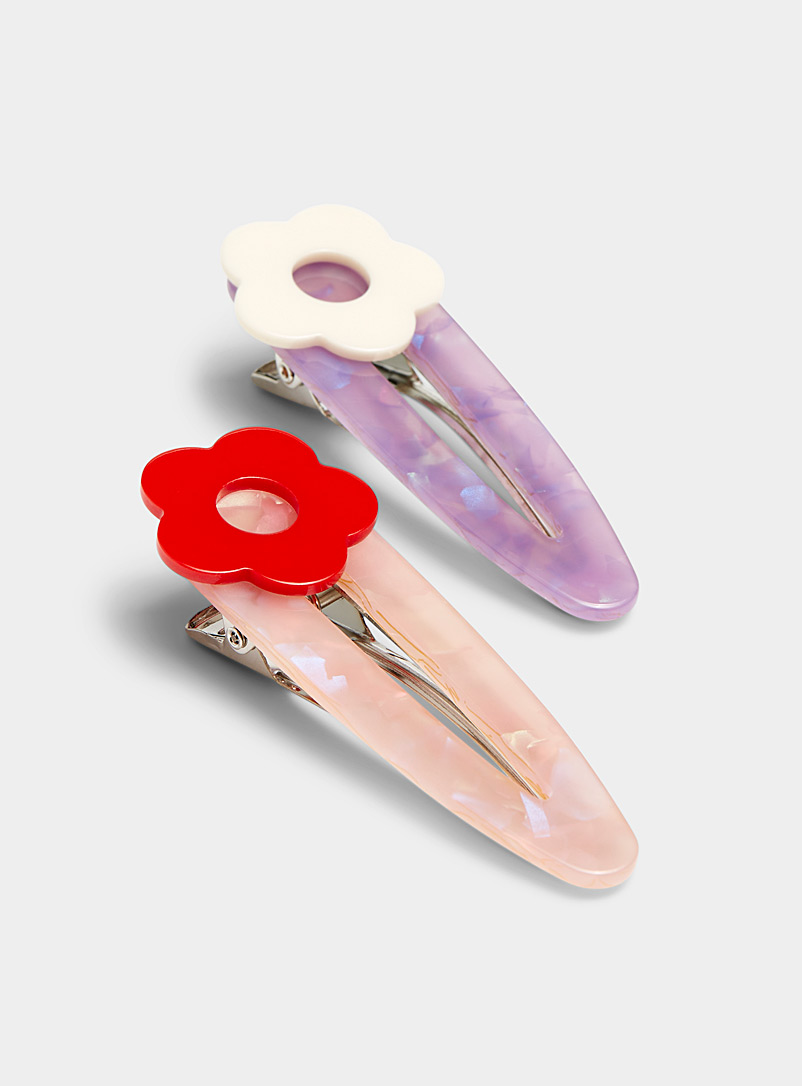 Simons Assorted Retro flower clips Set of 2 for women