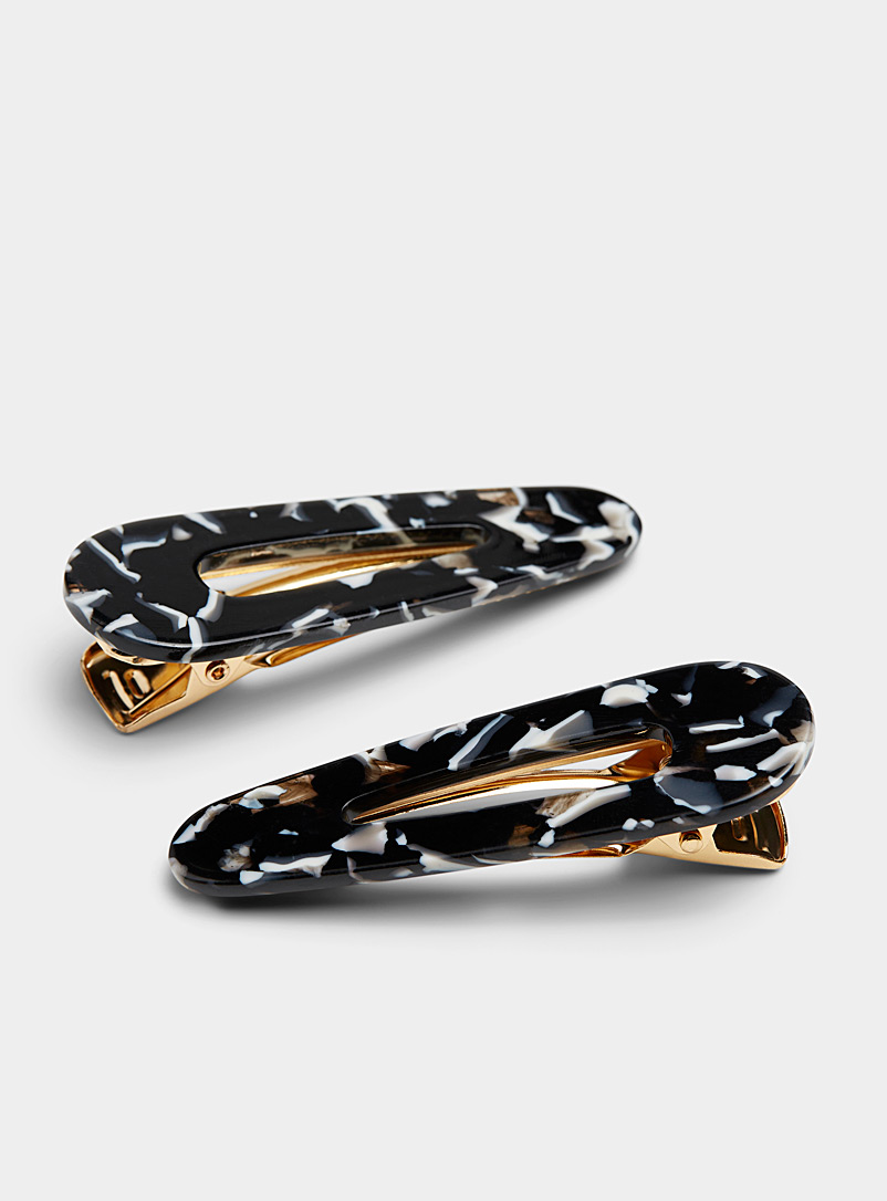 Simons Black Black marble clips for women