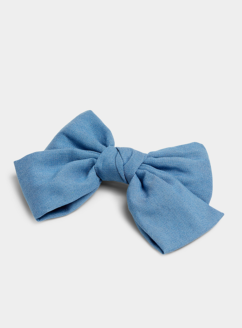 Simons Baby Blue Denim XL bow barrette for women