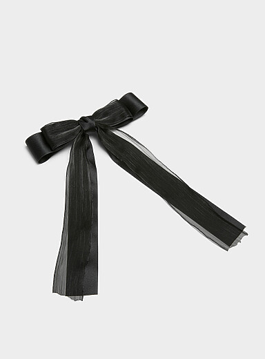 Large organza bow double-like barrette