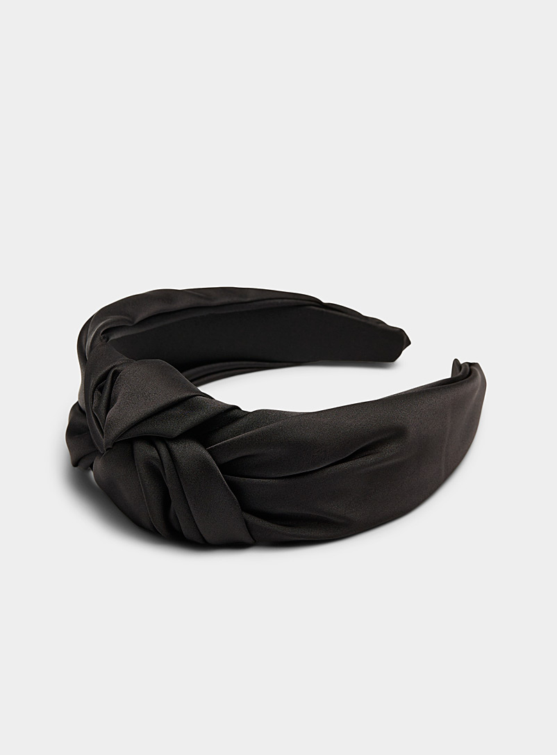 Simons Black Oversized knot headband for women