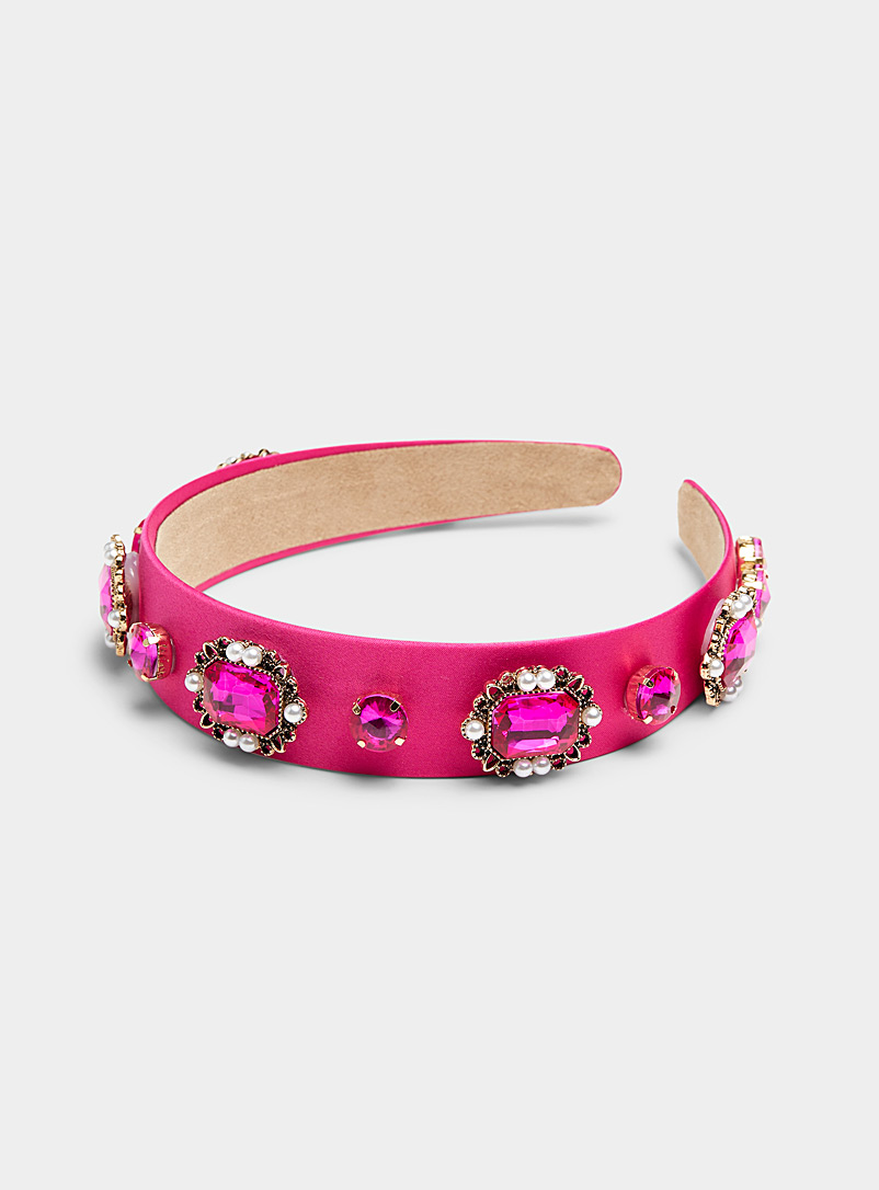 Simons Pink Decorative crystal headband for women
