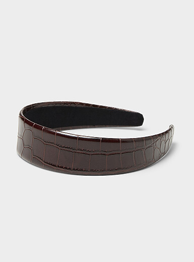 Croc faux-leather wide headband