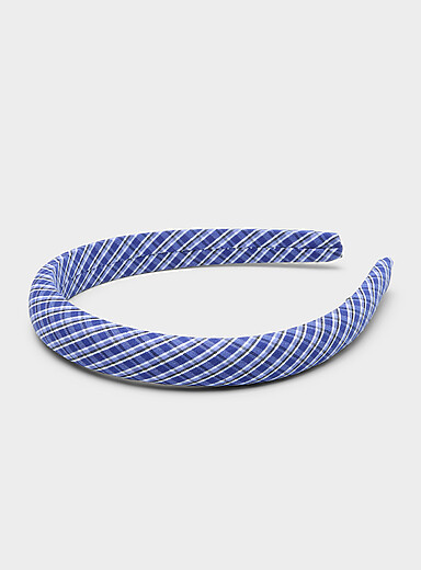 Blue check padded headband