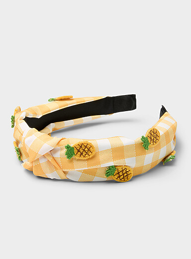 Appliqu&eacute; fruity gingham knotted headband