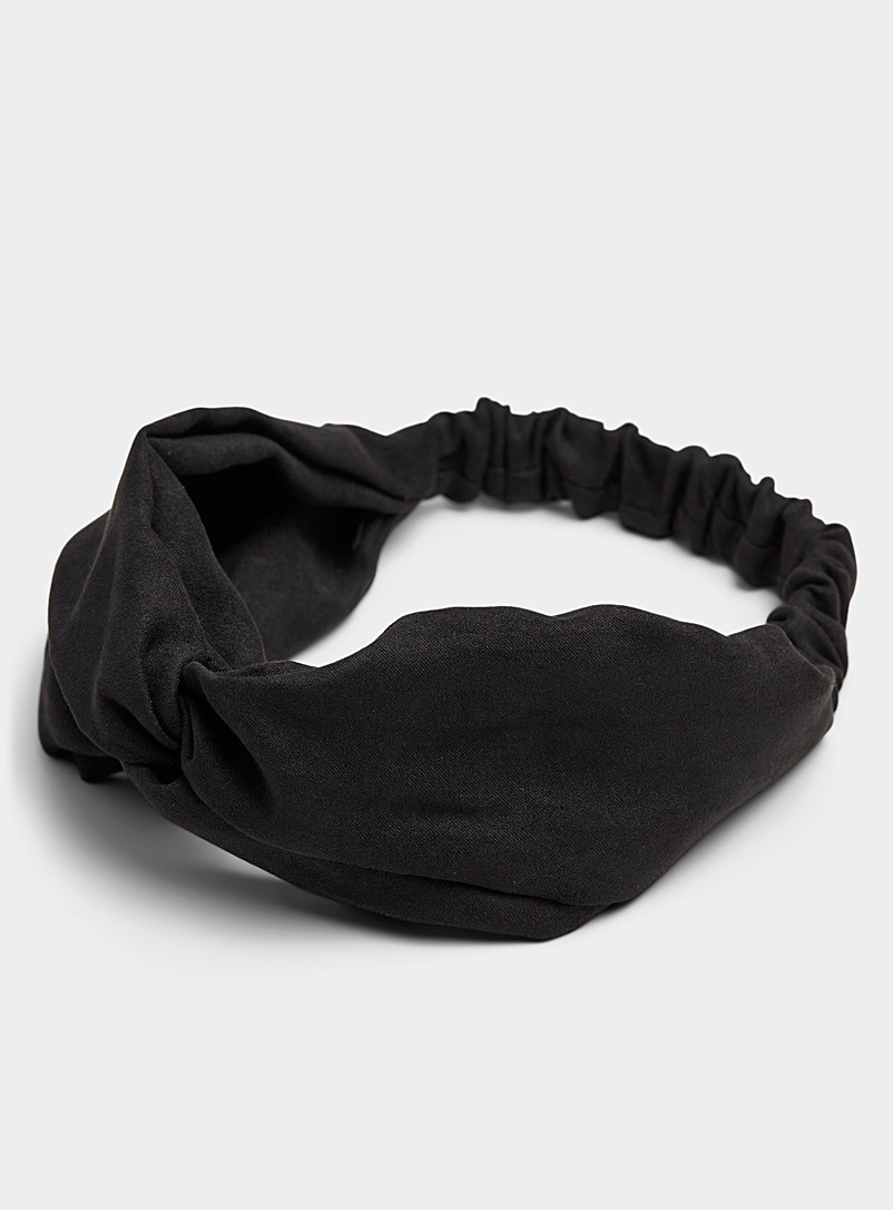 Simons Black Faux-suede knotted headband for women