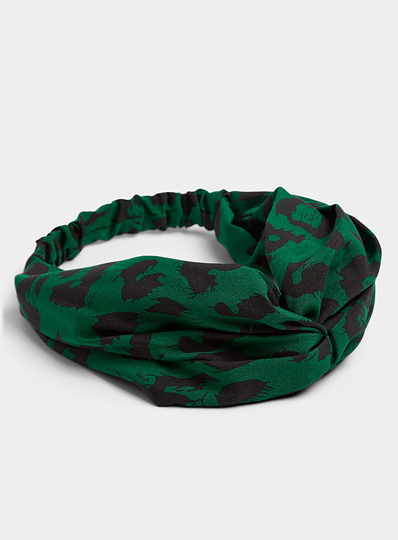 Simons Patterned Green Spotted tied headband for women