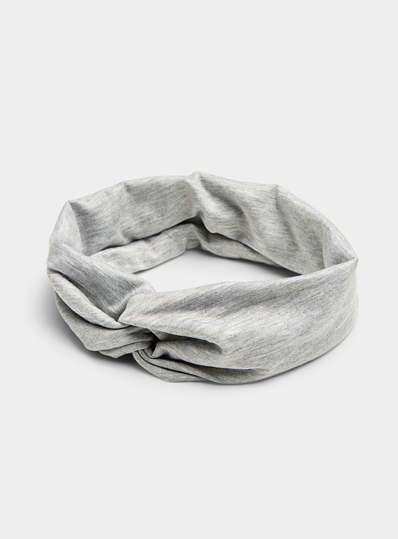 Simons Grey Wide knotted headband for women