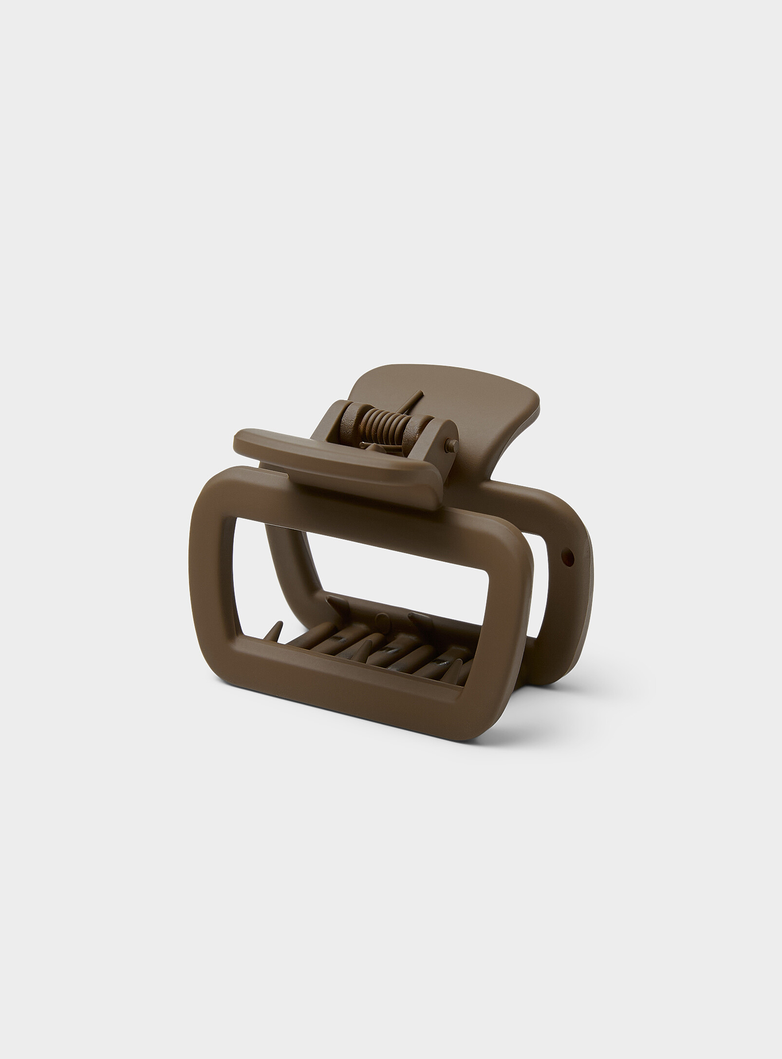 Simon's Small Rectangular Matte Clip In Brown