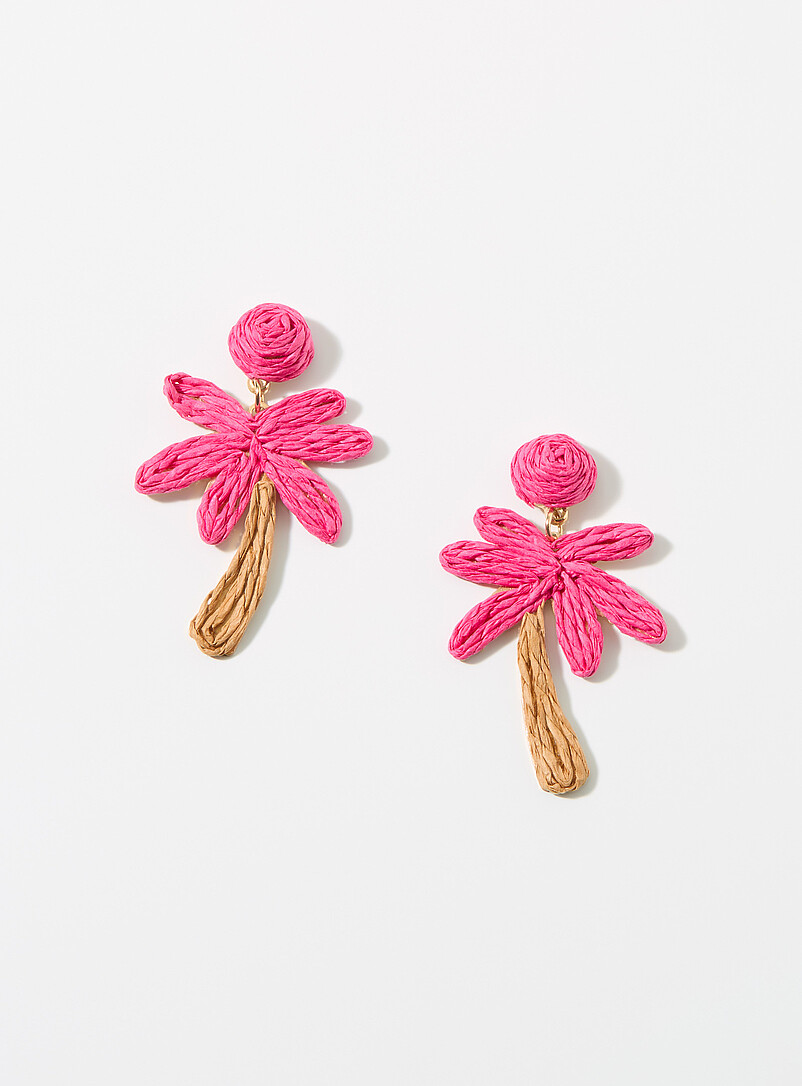 Large raffia palm tree earrings product image 2