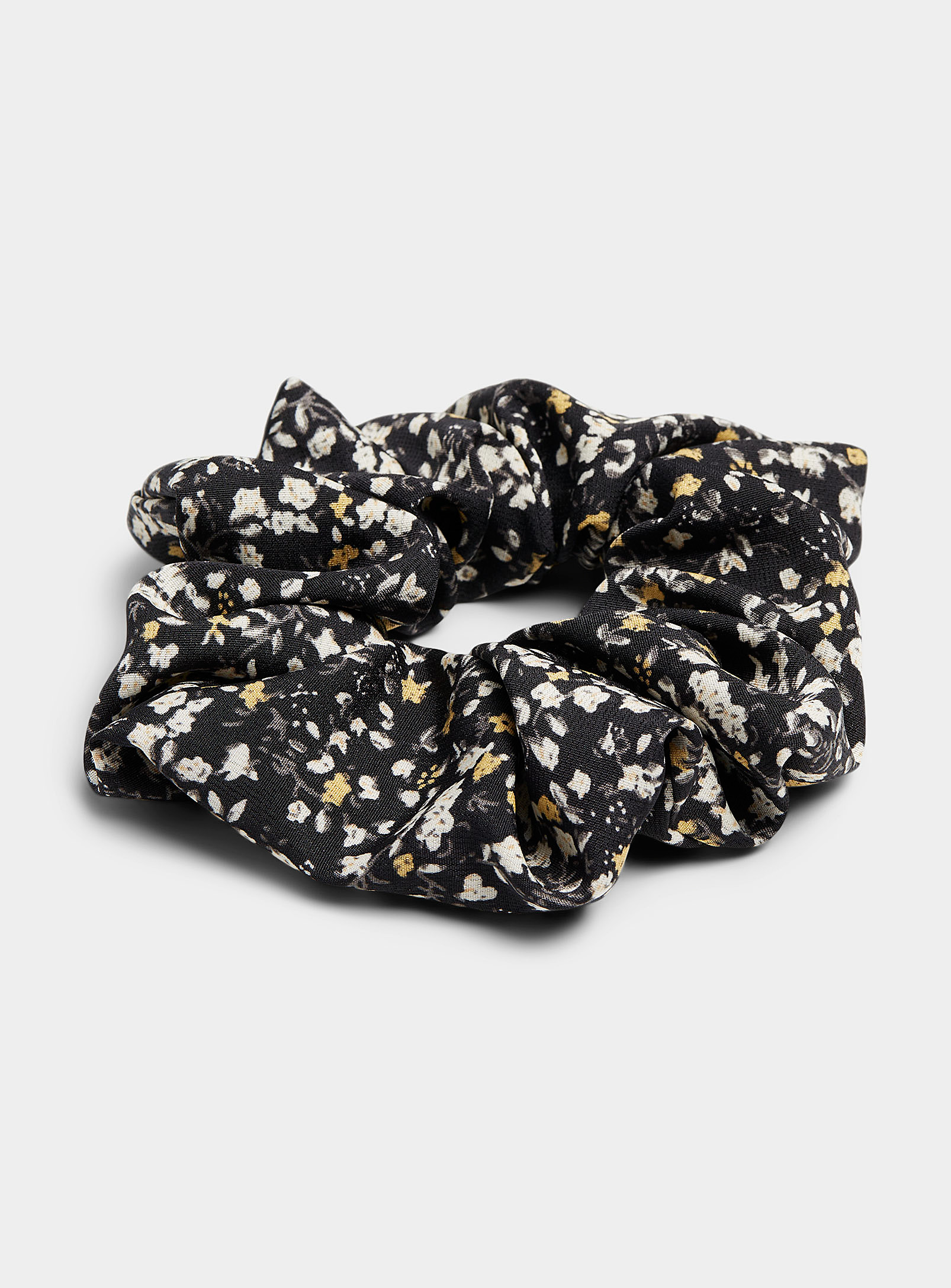 Simon's Wildflower Scrunchie In Patterned Black