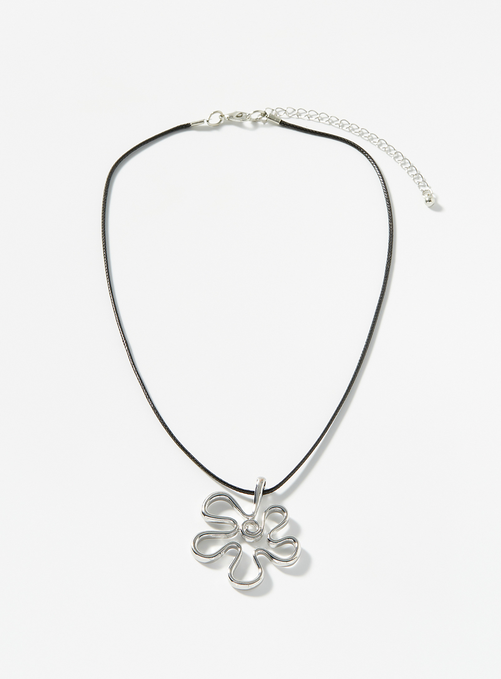 Simons - Women's Abstract metallic flower cord necklace