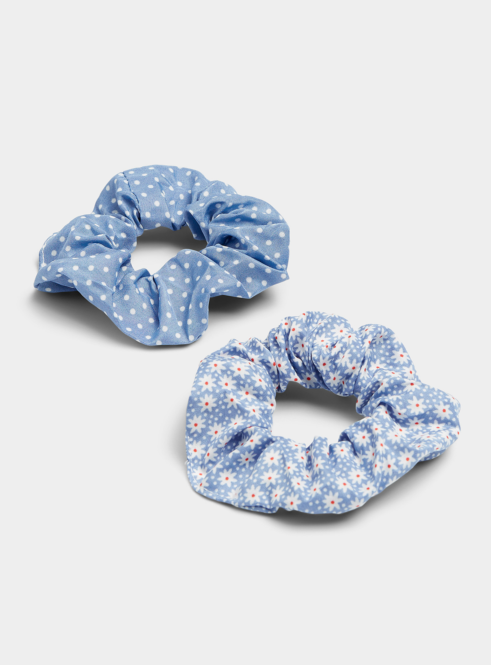Simons - Women's Patterned blue scrunchies Set of 2