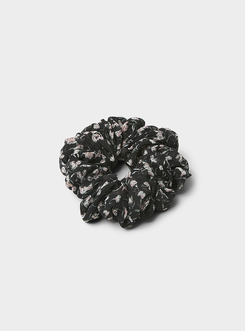 Mini-Flower Chiffon Scrunchie
